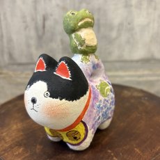 画像1: ねこはりこ　かえるのせ「紫陽花」※発送は6/13以降 (1)