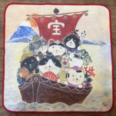 画像1: ガーゼパイルハンカチ「宝船」 (1)