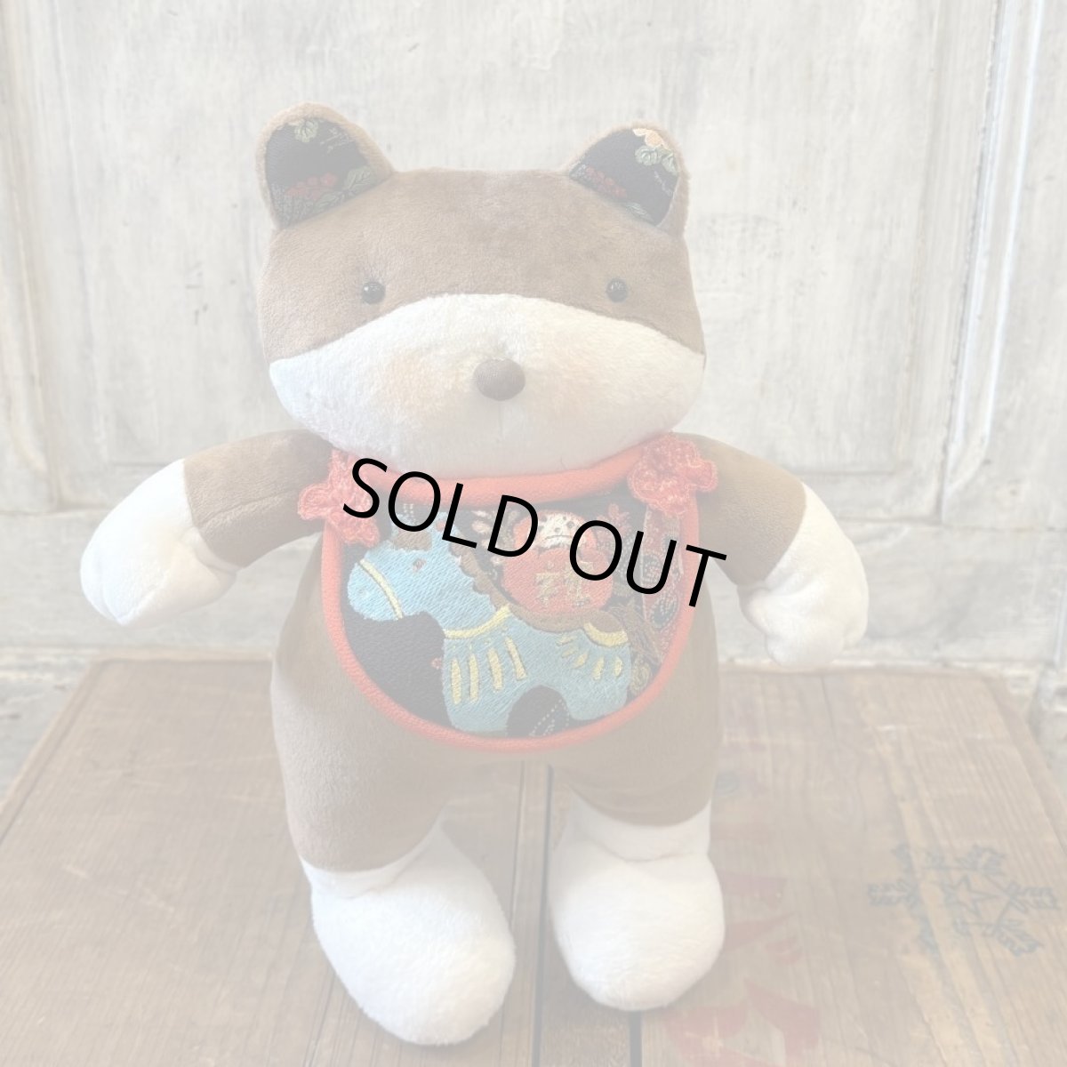 画像1: 茶ねこ　お馬ちゃんとお祝い達磨前掛け (1)