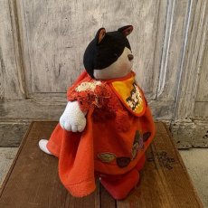 画像6: 白黒ねこ　紅葉と焼き芋ワンピース　バス停三兄弟前掛け (6)